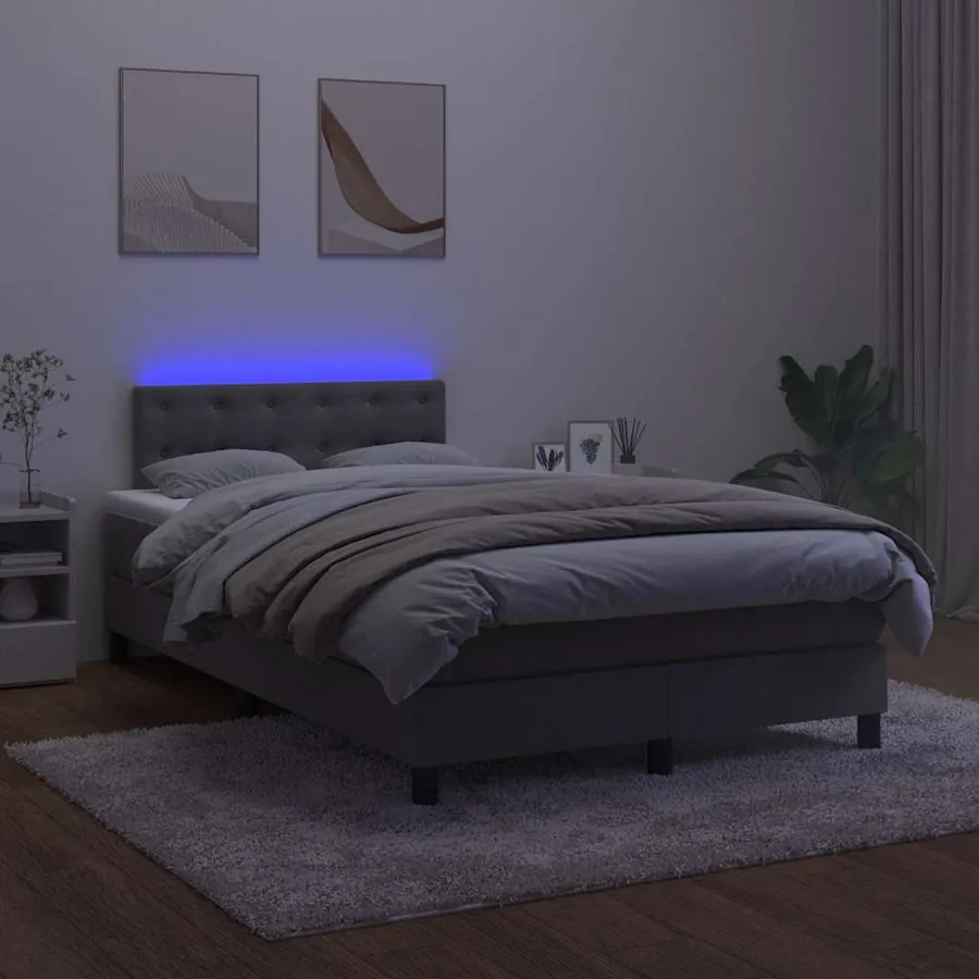 Sommier à lattes de lit avec matelas LED gris foncé 120x190 cm - 4