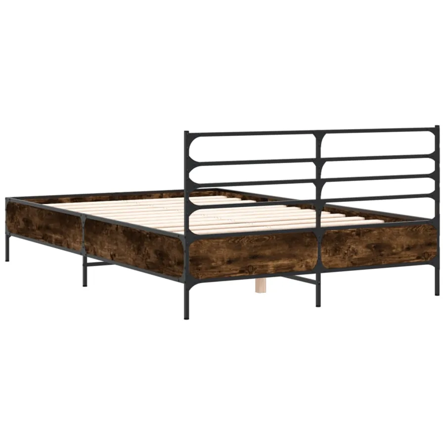 Cadre de lit sans matelas chêne fumé 120x200 cm - 6