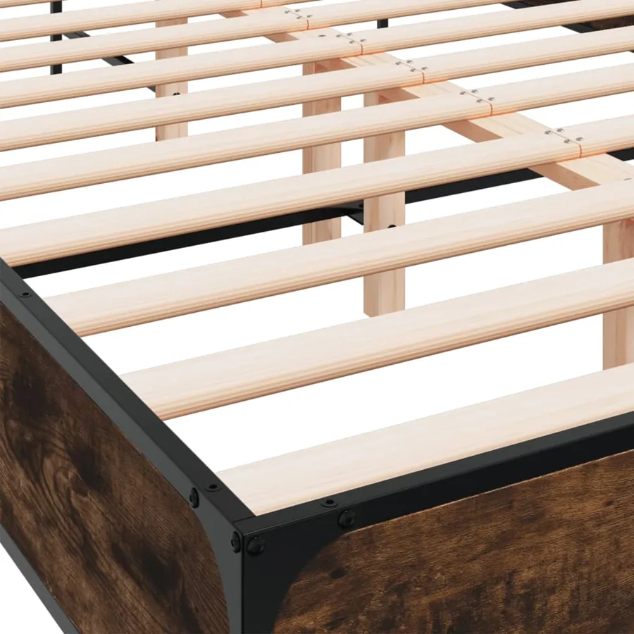 Cadre de lit sans matelas chêne fumé 120x200 cm - 7
