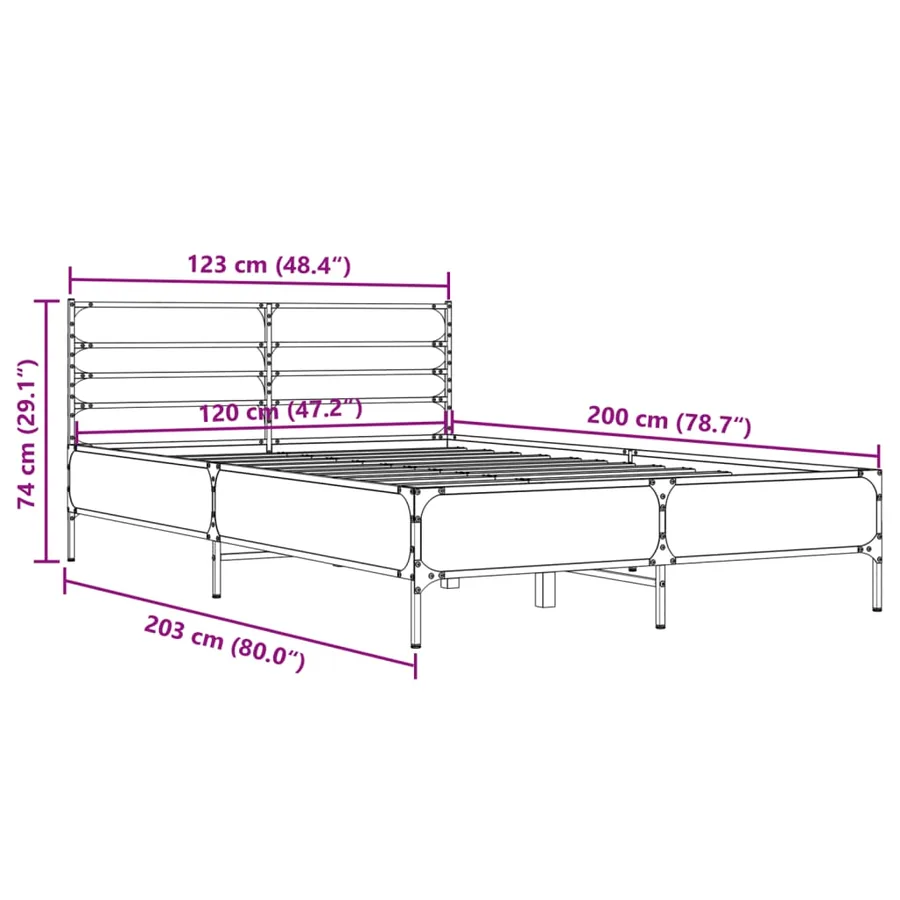 Cadre de lit sans matelas chêne fumé 120x200 cm - 9