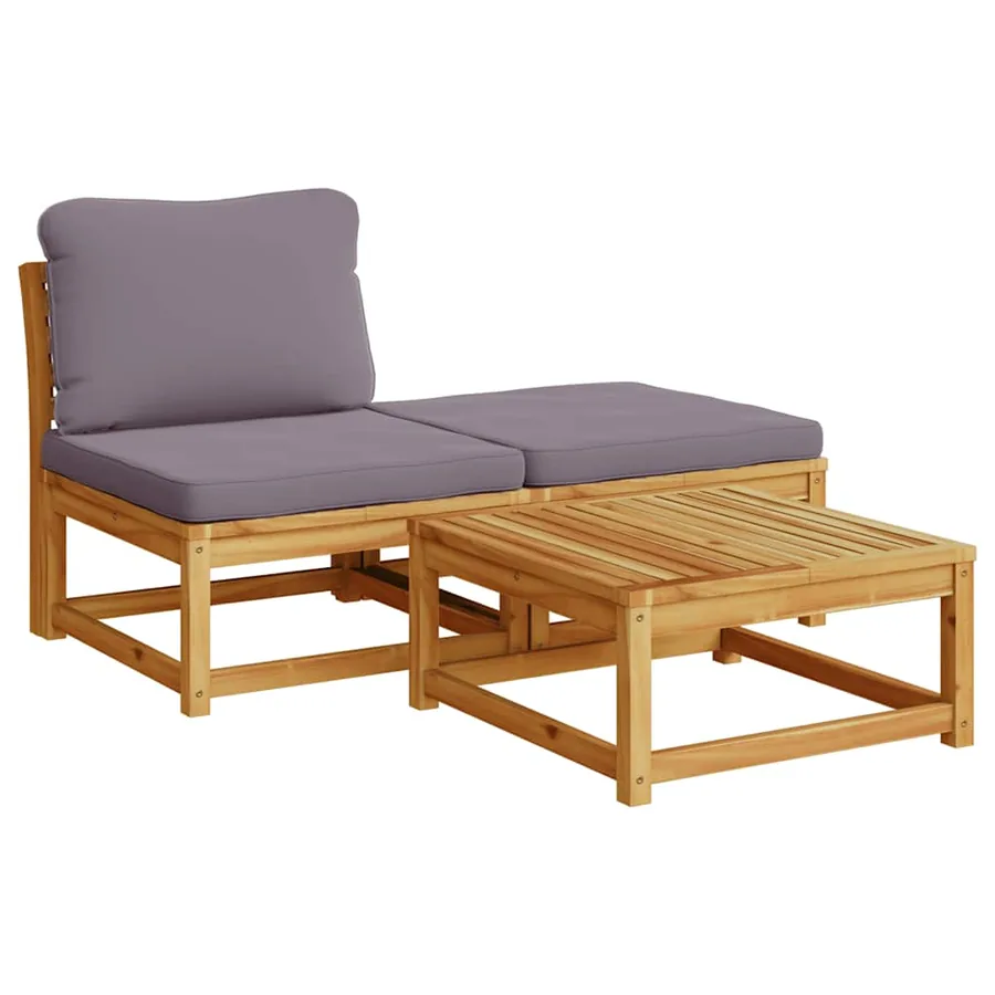 Salon de jardin avec coussins 5 pcs Bois d'acacia solide - 4