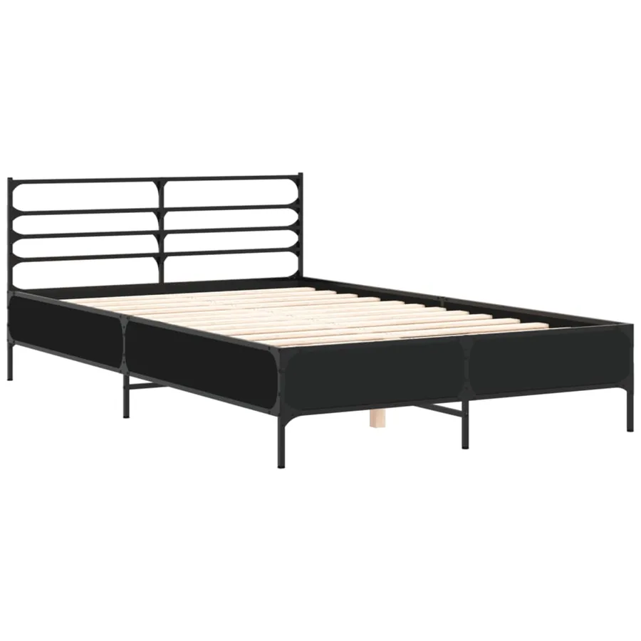 Cadre de lit sans matelas noir 135x190 cm - 3