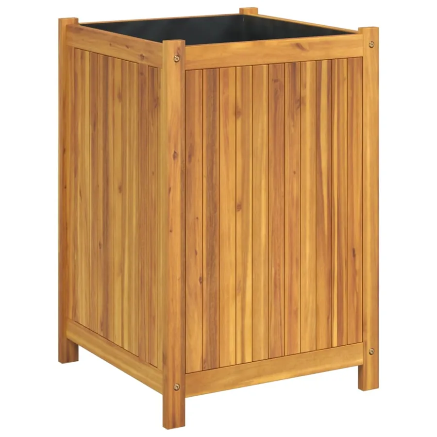 Jardinière avec doublure 50x50x75 cm bois massif d'acacia - 2