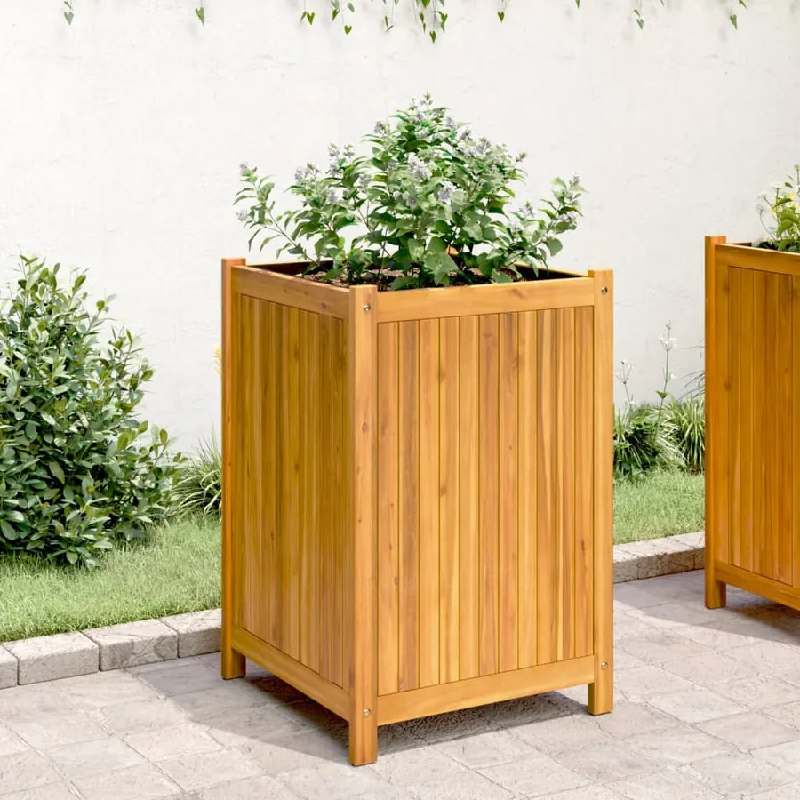 Jardinière avec doublure 50x50x75 cm bois massif d'acacia - 3