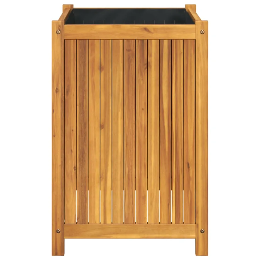 Jardinière avec doublure 50x50x75 cm bois massif d'acacia - 4
