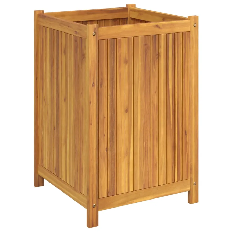 Jardinière avec doublure 50x50x75 cm bois massif d'acacia - 5