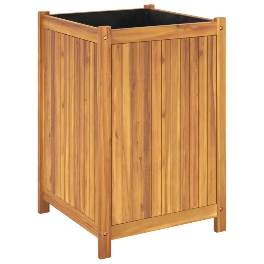 Jardinière avec doublure 50x50x75 cm bois massif d'acacia - 7