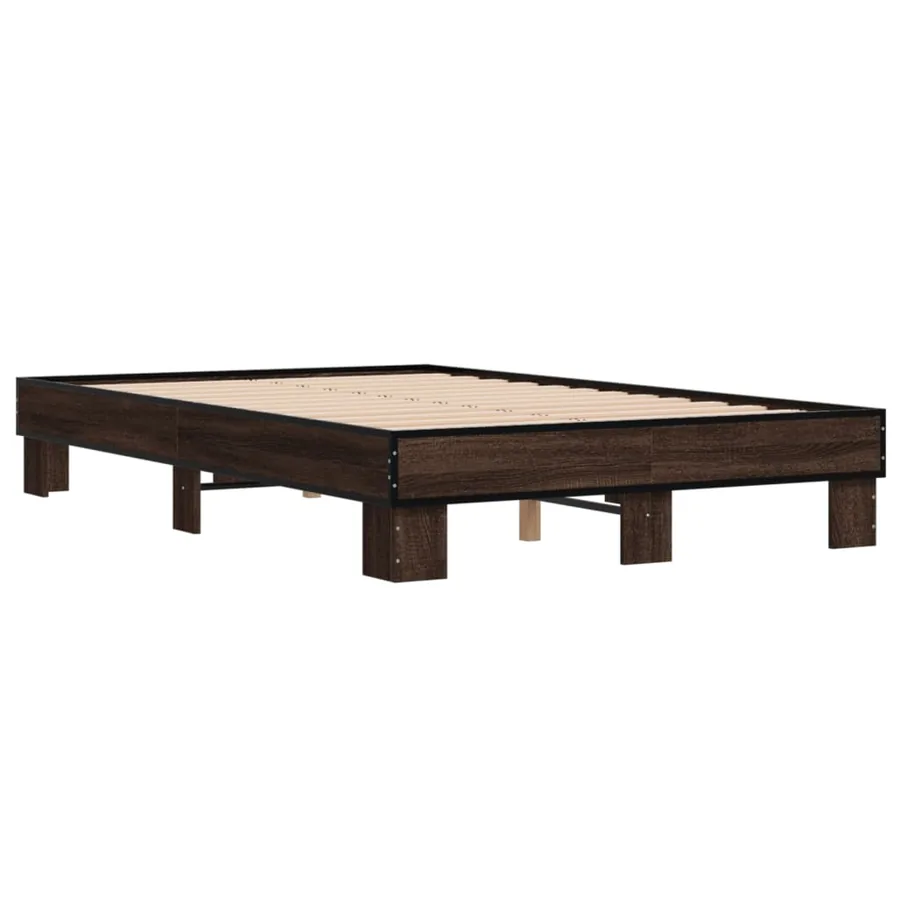 Cadre de lit sans matelas chêne marron 135x190 cm - 6