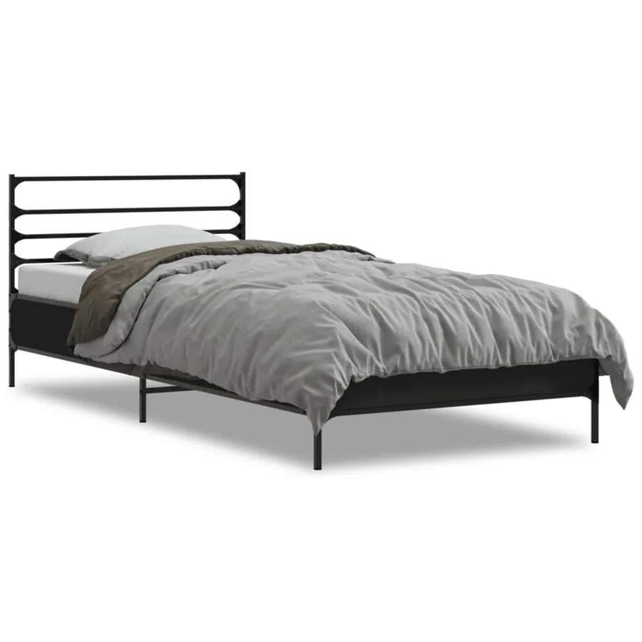Cadre de lit sans matelas noir 75x190 cm - 2