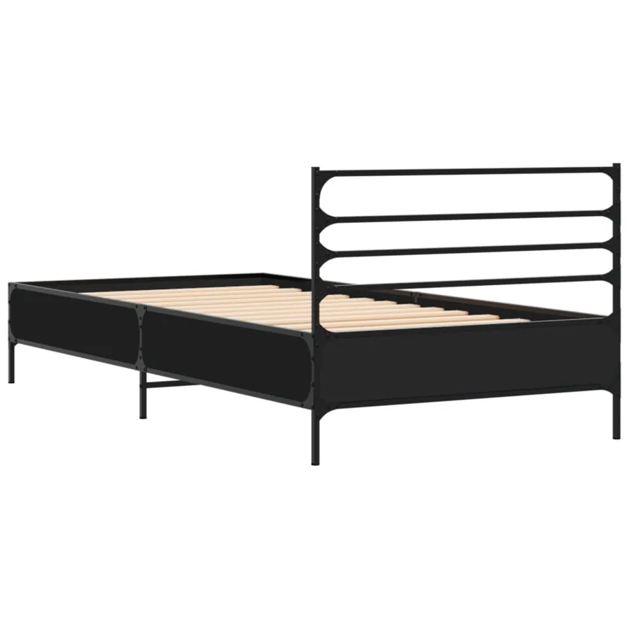 Cadre de lit sans matelas noir 75x190 cm - 6