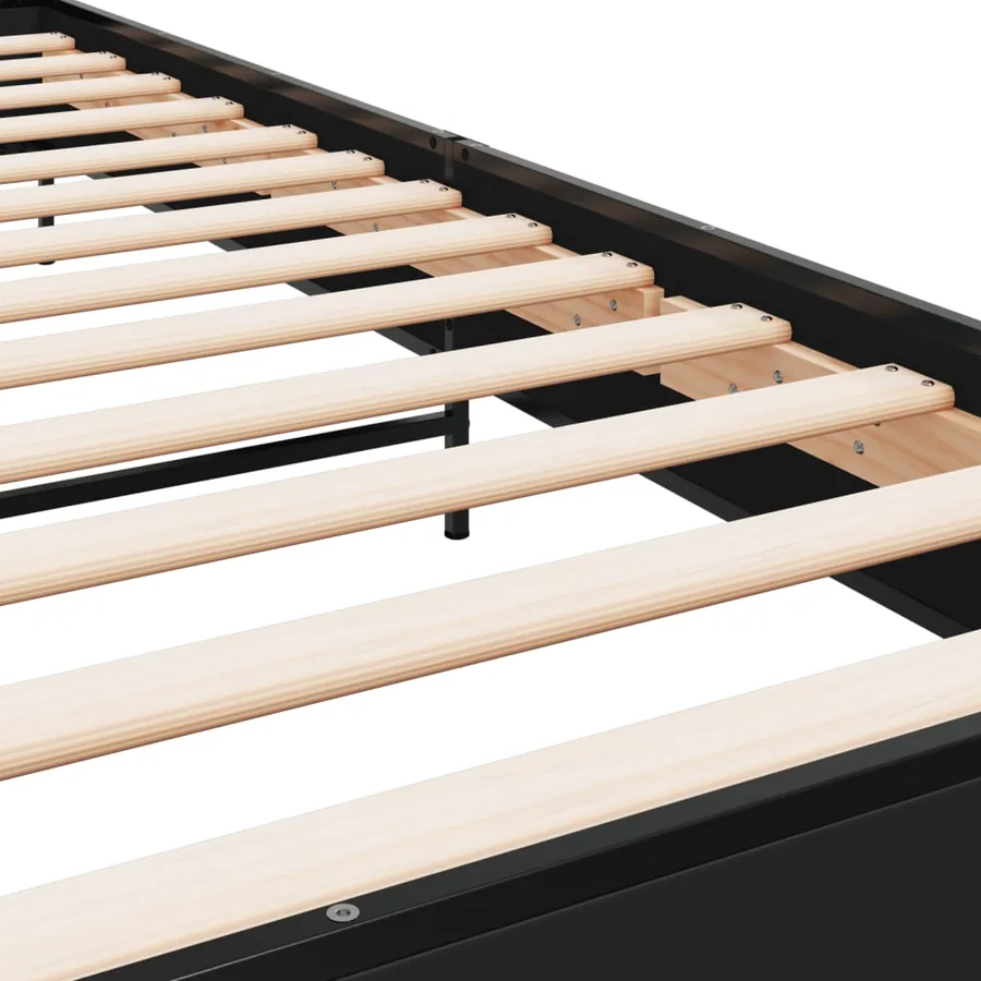 Cadre de lit sans matelas noir 75x190 cm - 7