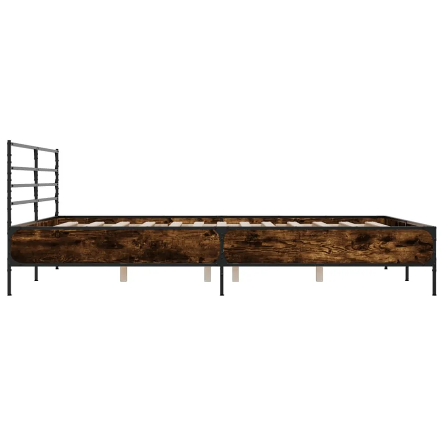 Cadre de lit sans matelas chêne fumé 200x200 cm - 5