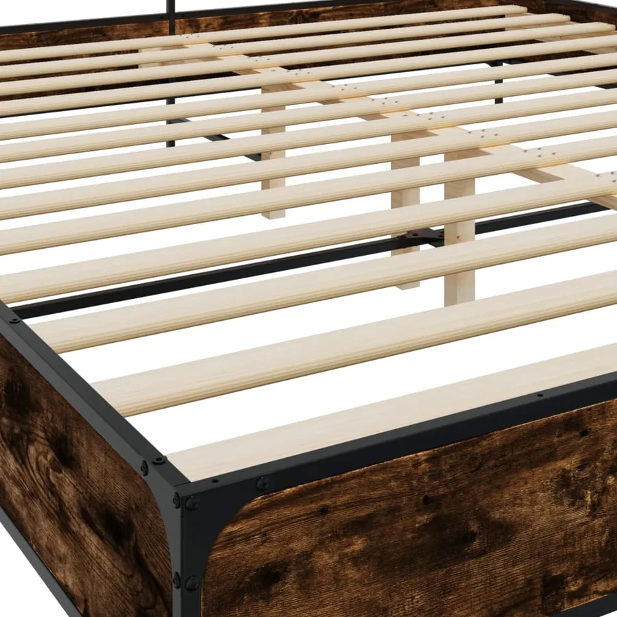 Cadre de lit sans matelas chêne fumé 200x200 cm - 7