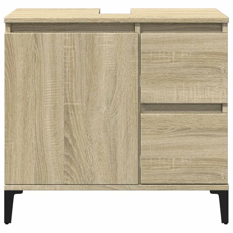 Armoire salle de bain chêne sonoma 65x33x60 cm - 4