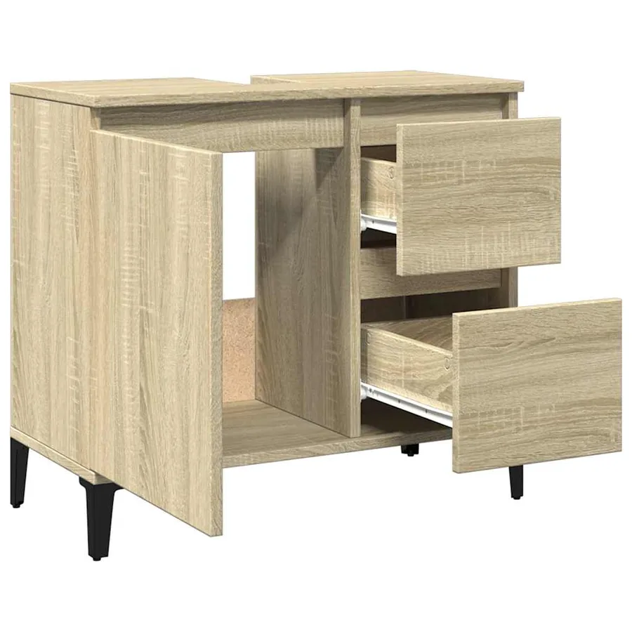 Armoire salle de bain chêne sonoma 65x33x60 cm - 8