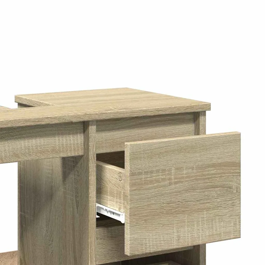 Armoire salle de bain chêne sonoma 65x33x60 cm - 9