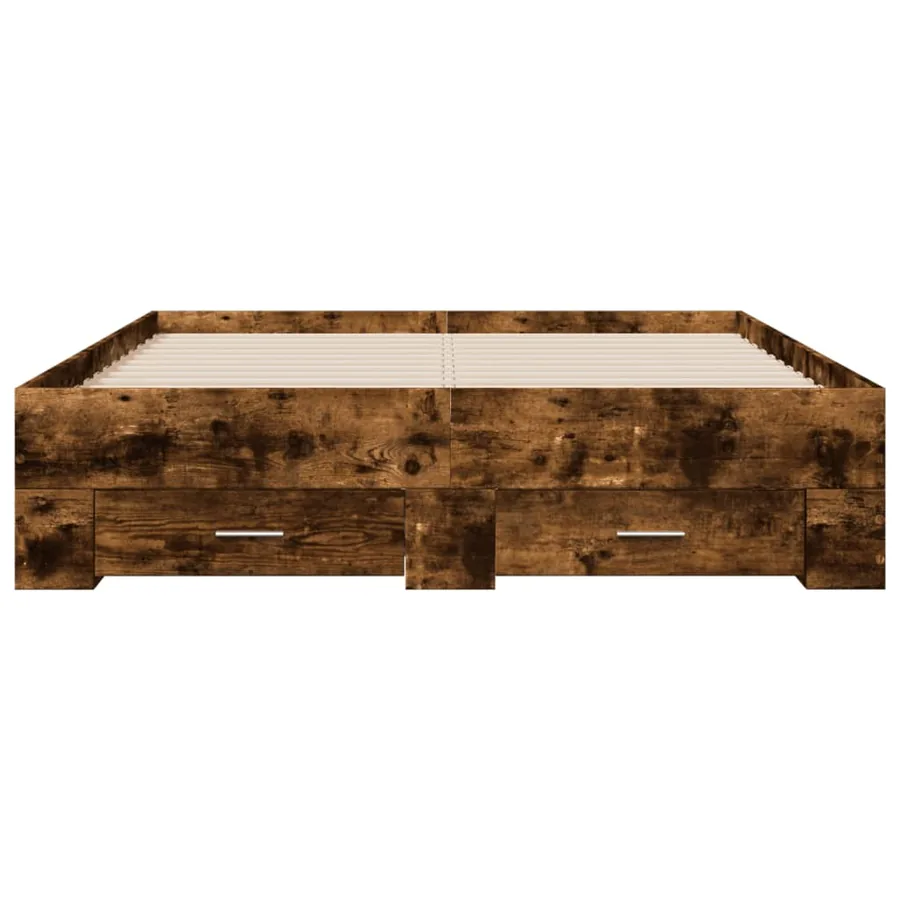 Cadre de lit avec tiroirs sans matelas chêne fumé 120x200 cm - 4