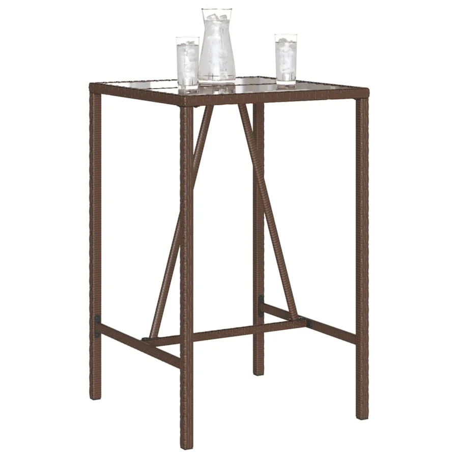 Table de bar d’extérieur marron 70x70x110 cm résine tressée - 4