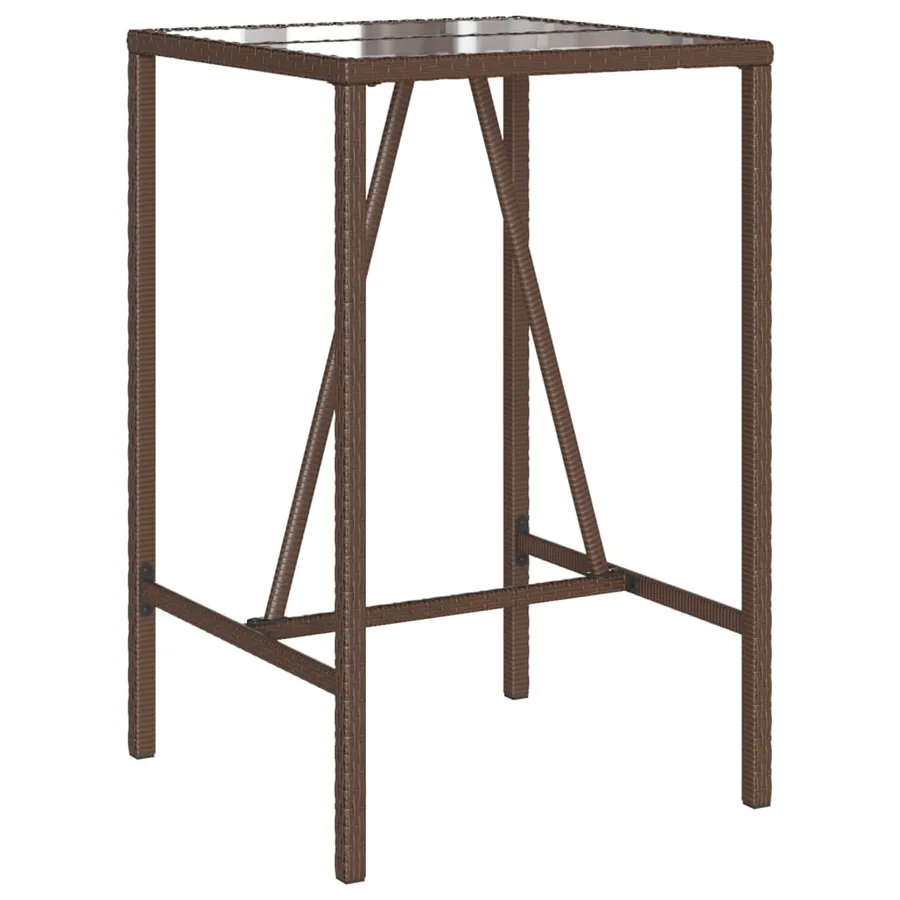 Table de bar d’extérieur marron 70x70x110 cm résine tressée - 7