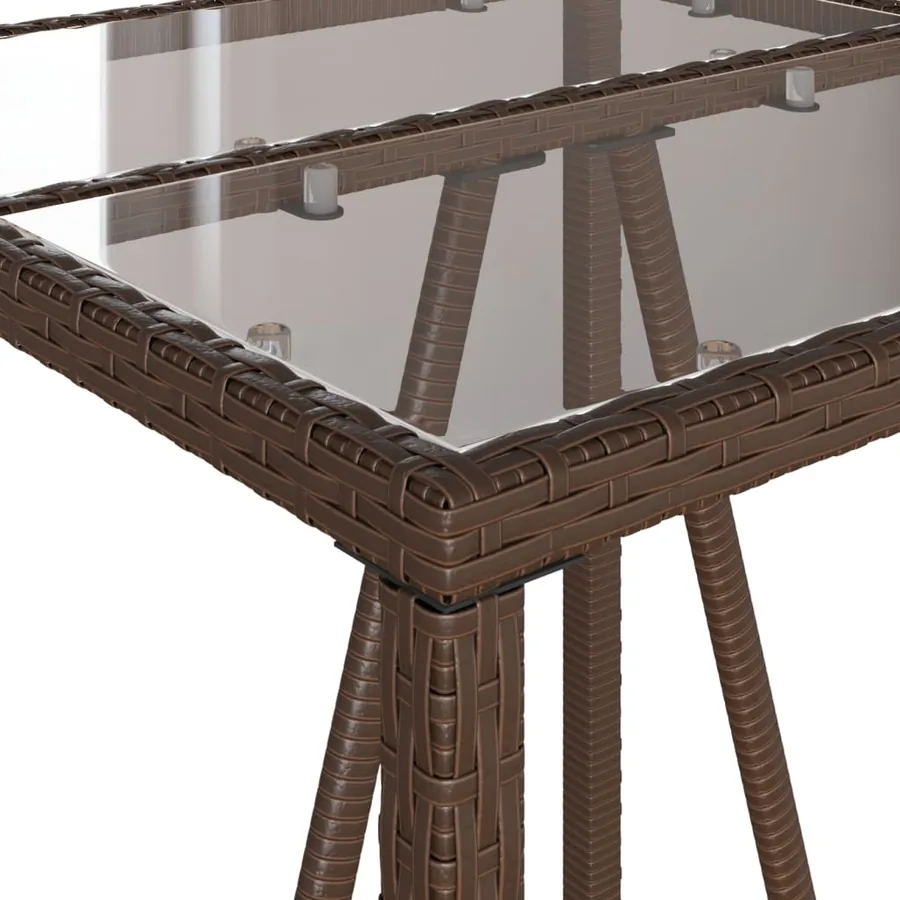 Table de bar d’extérieur marron 70x70x110 cm résine tressée - 9