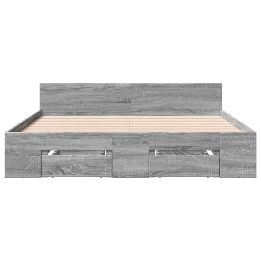Cadre de lit avec tiroirs sans matelas sonoma gris 120x200 cm - 4