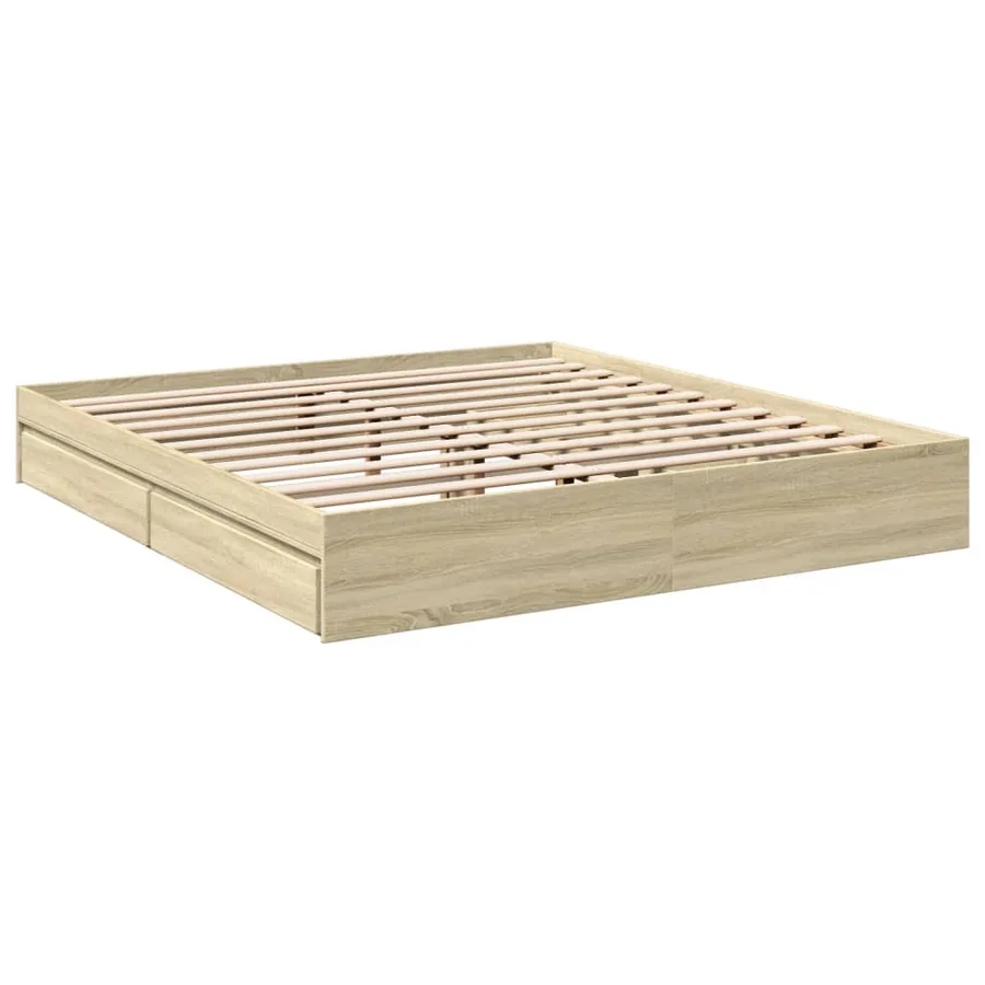 Cadre de lit avec tiroirs sans matelas chêne sonoma 200x200 cm - 6