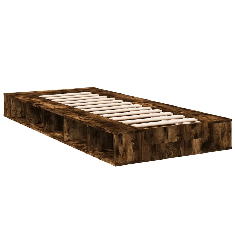 Cadre de lit sans matelas chêne fumé 90x190 cm - 6