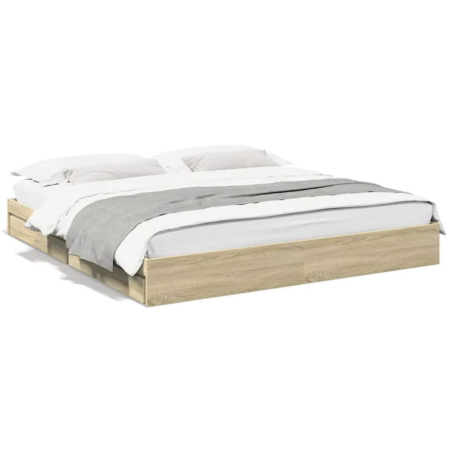 Cadre de lit avec tiroirs sans matelas chêne sonoma 180x200 cm - 2