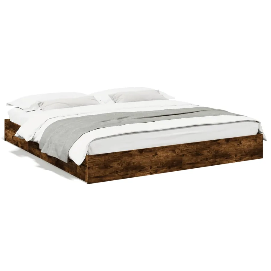 Cadre de lit avec tiroirs sans matelas chêne fumé 200x200 cm - 2