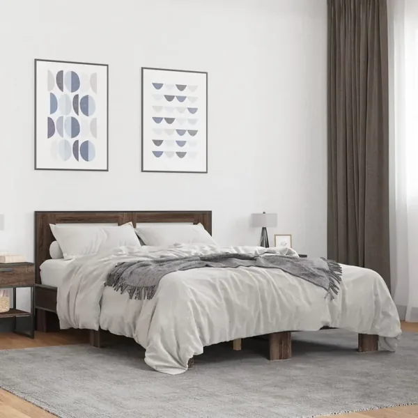 Cadre de lit sans matelas chêne marron 140x190 cm