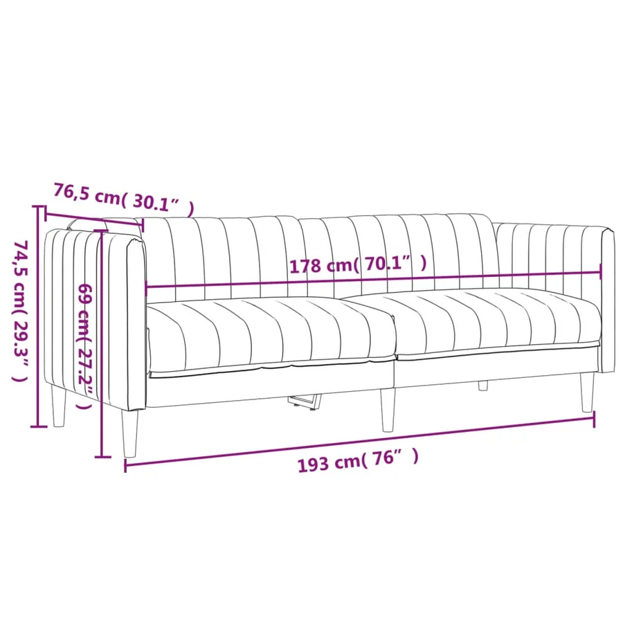 Ensemble de canapés 2 pcs marron foncé tissu - 8