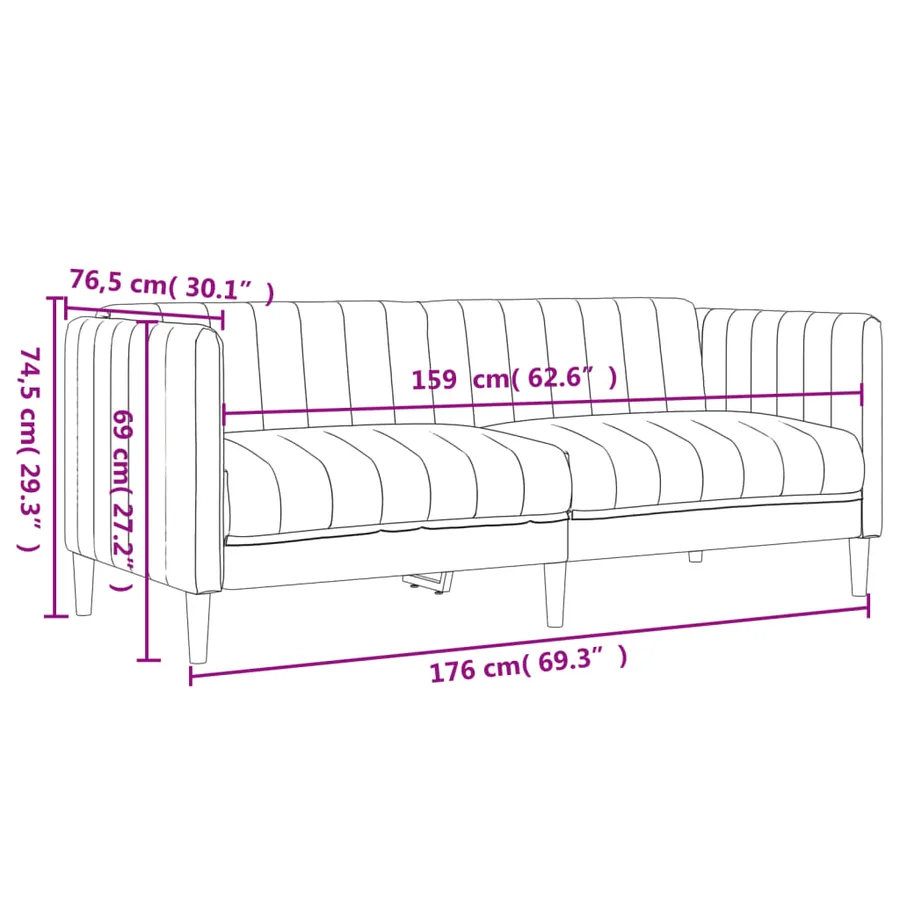 Ensemble de canapés 2 pcs marron foncé tissu - 9