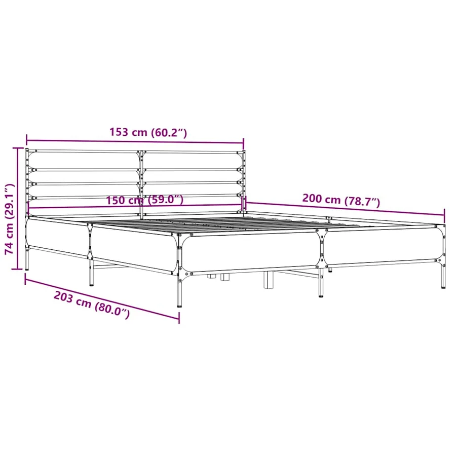 Cadre de lit sans matelas chêne marron 150x200 cm - 9