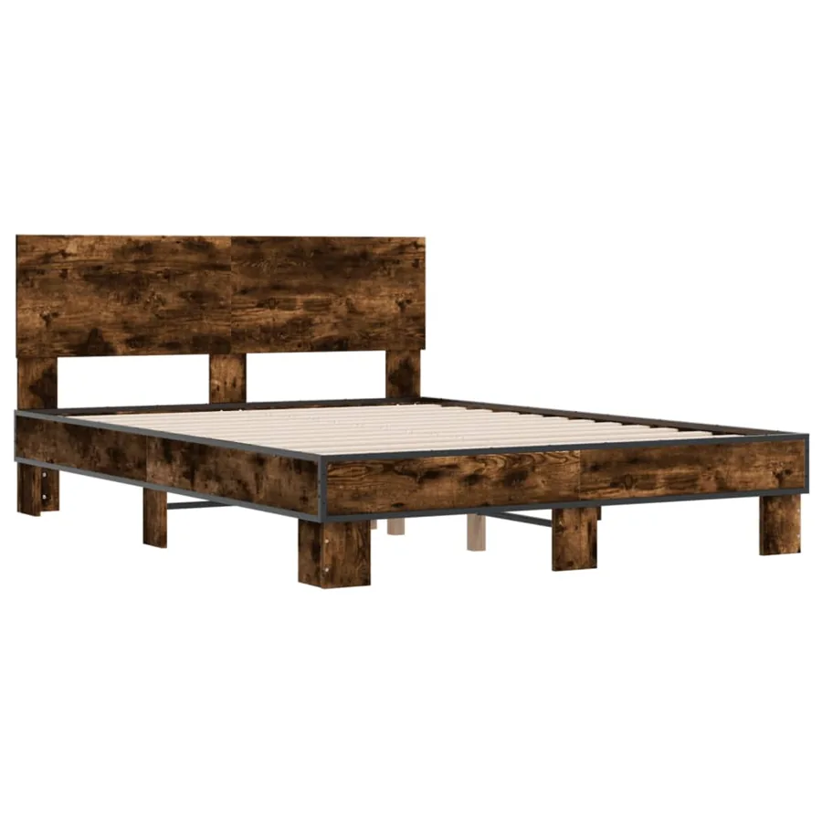 Cadre de lit sans matelas chêne fumé 120x190 cm - 3