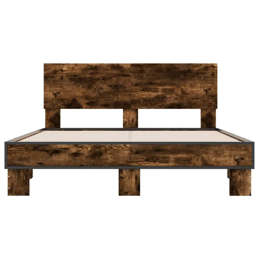 Cadre de lit sans matelas chêne fumé 120x190 cm - 4