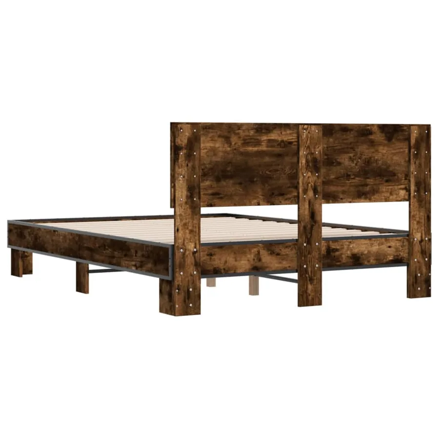 Cadre de lit sans matelas chêne fumé 120x190 cm - 6