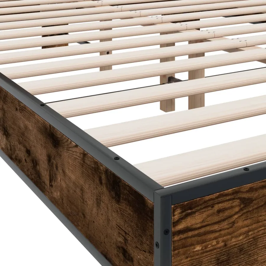 Cadre de lit sans matelas chêne fumé 120x190 cm - 7