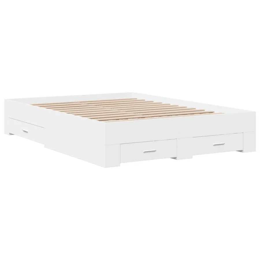 Cadre de lit avec tiroirs sans matelas blanc 135x190 cm - 3