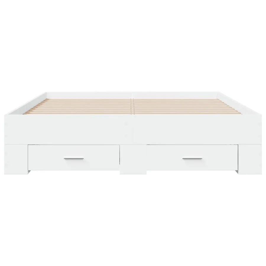 Cadre de lit avec tiroirs sans matelas blanc 135x190 cm - 4