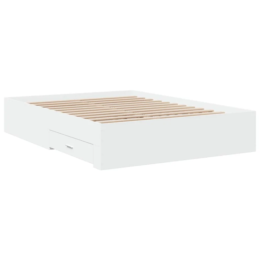 Cadre de lit avec tiroirs sans matelas blanc 135x190 cm - 6
