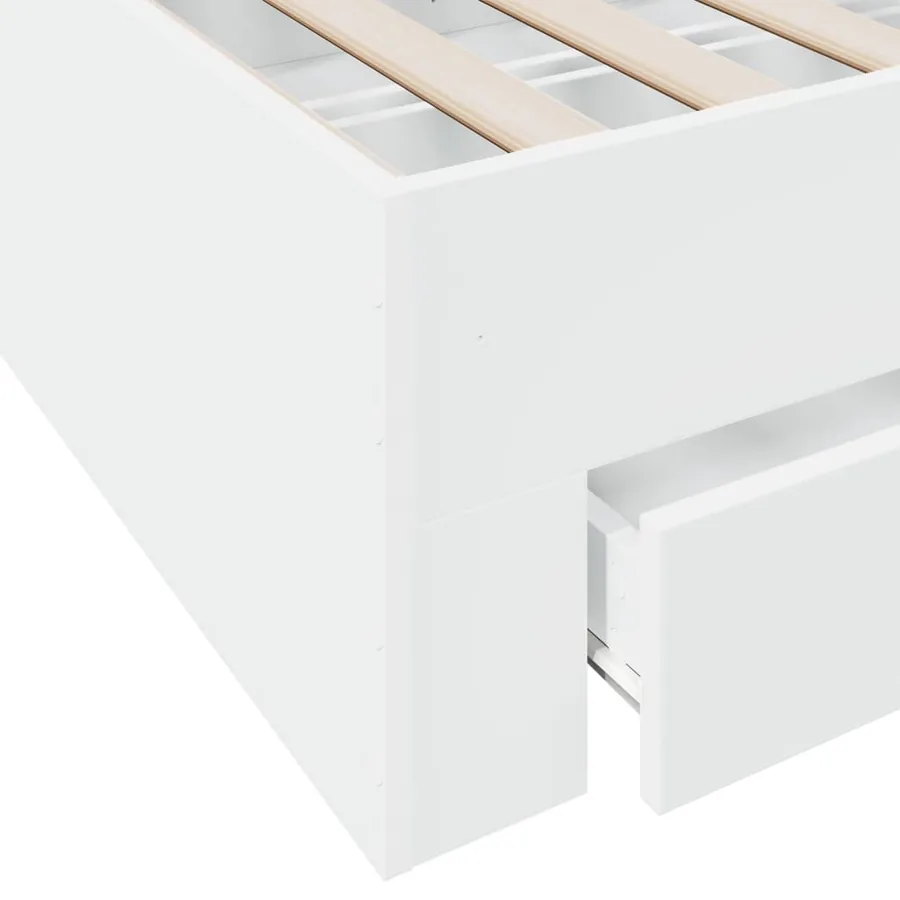 Cadre de lit avec tiroirs sans matelas blanc 135x190 cm - 8