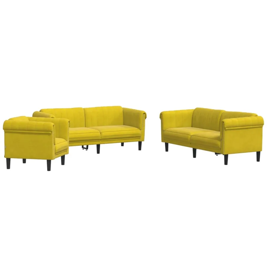 Ensemble de canapés 3 pcs jaune velours - 2