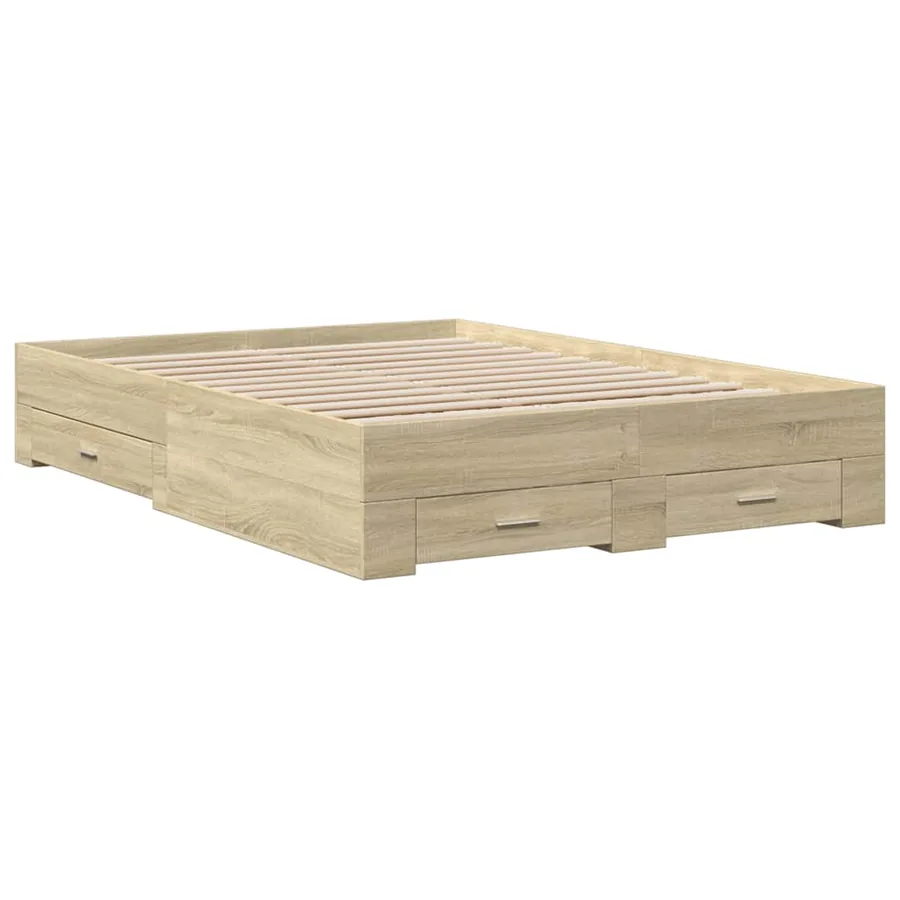 Cadre de lit avec tiroirs sans matelas chêne sonoma 135x190 cm - 3