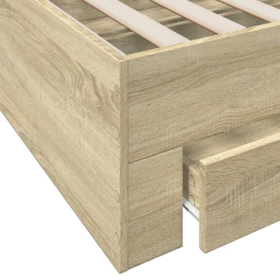 Cadre de lit avec tiroirs sans matelas chêne sonoma 135x190 cm - 8