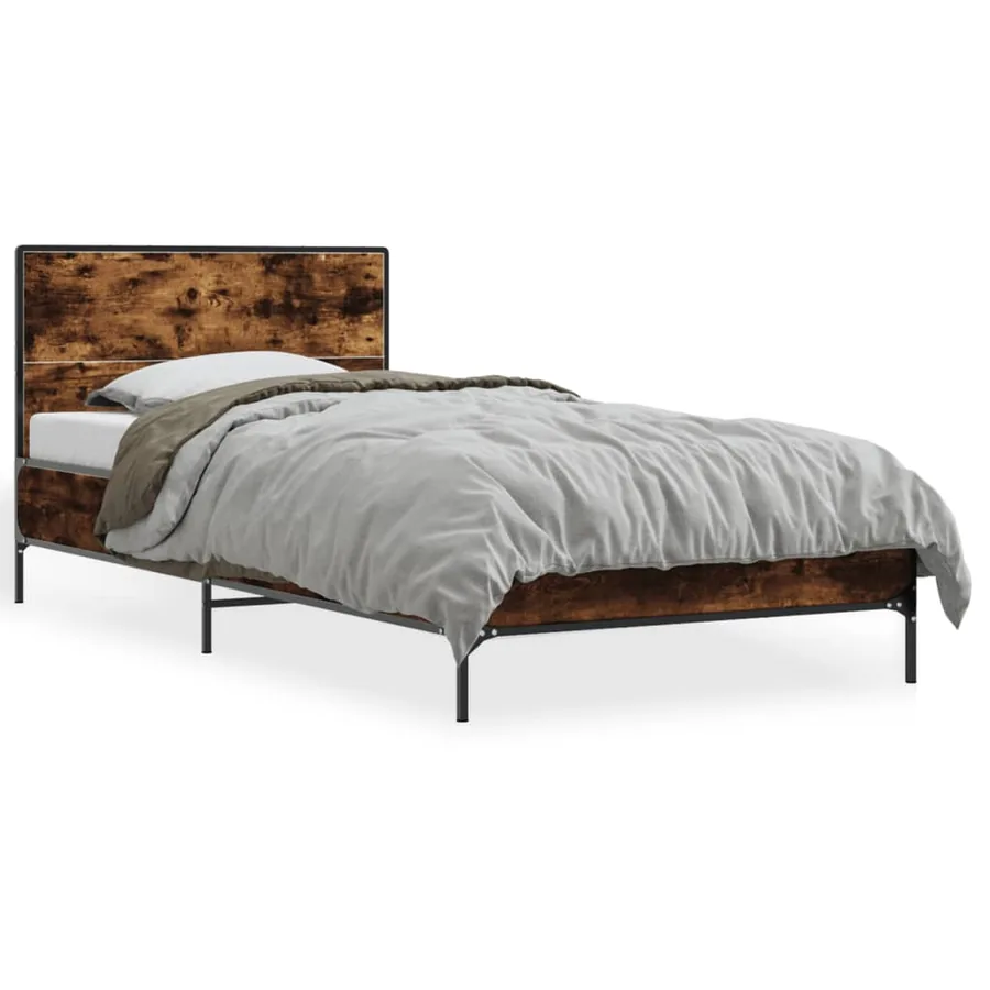 Cadre de lit sans matelas chêne fumé 100x200 cm - 2
