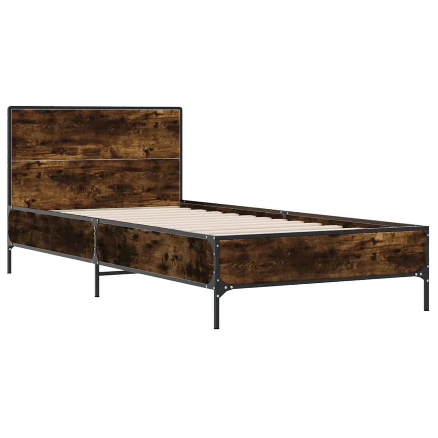 Cadre de lit sans matelas chêne fumé 100x200 cm - 3