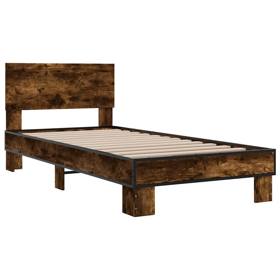 Cadre de lit sans matelas chêne fumé 75x190 cm - 3