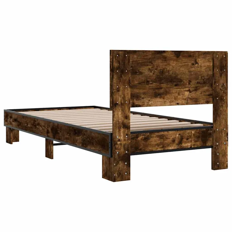 Cadre de lit sans matelas chêne fumé 75x190 cm - 6