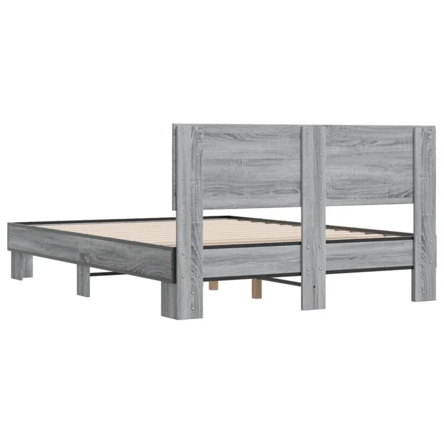 Cadre de lit sans matelas sonoma gris 135x190 cm - 6