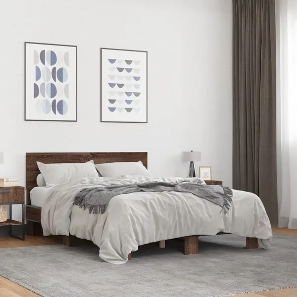 Cadre de lit sans matelas chêne marron 140x200 cm